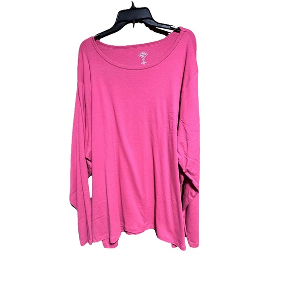 St. John's Bay Tops - NWT St Johns Bay Size 5x‎ Essential Tee Pink Blue T-Shirt Long Sleeve100%cotton